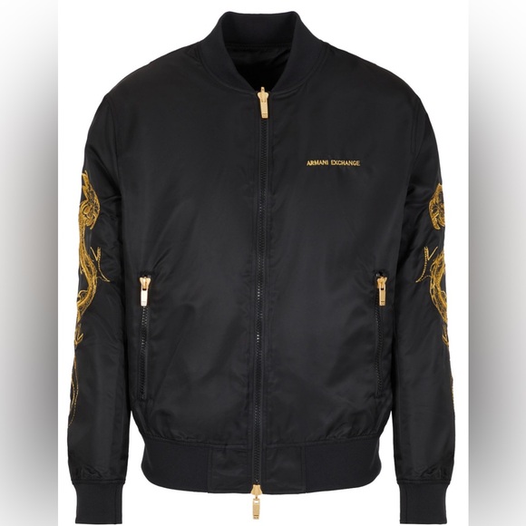 ARMANI EXCHANGE DRAGON EMBROIDERY BLACK JACKET - Picture 2 of 8